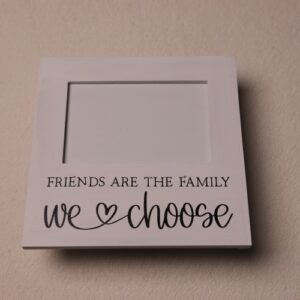 Friends and family photo frame. White paint with fun, warm loving font.